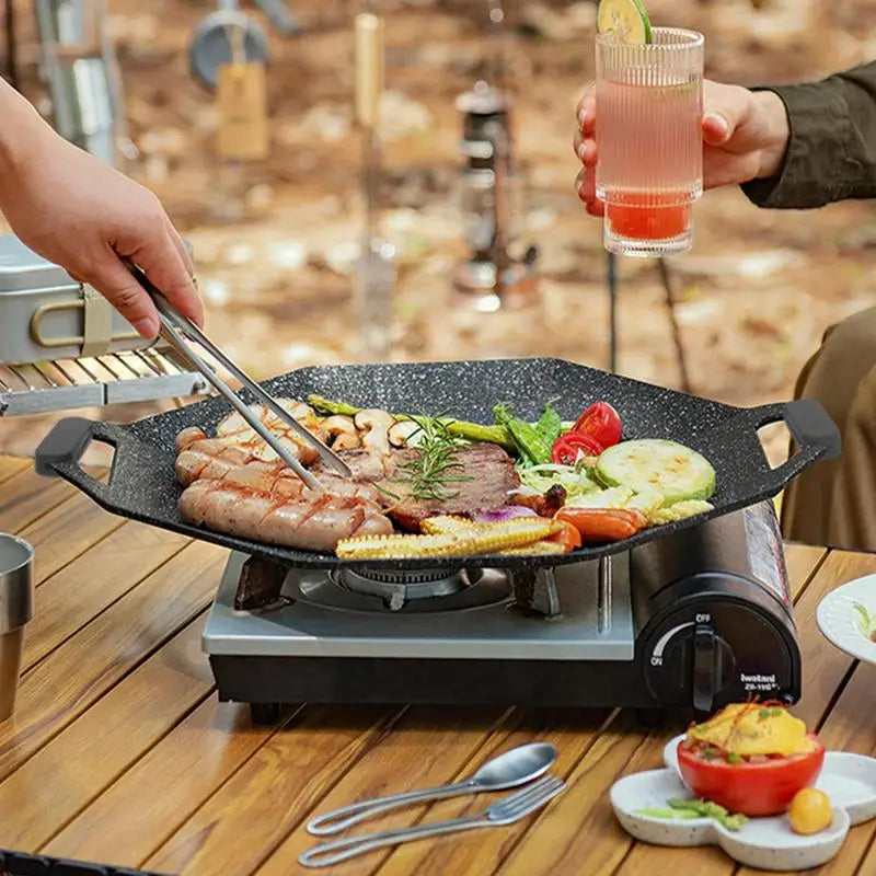 Plaque barbecue coréen antiadhésive avec rainures pour graisses